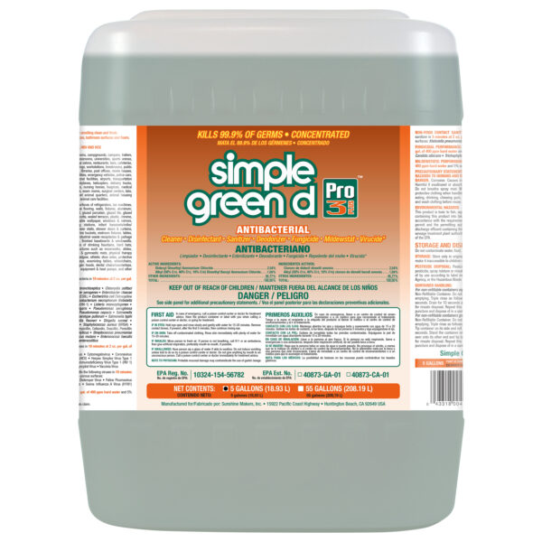 ubeta de 5 Gal (18.9 litros) de Simple Green d Pro 3 Plus Limpiador y Desinfectante Multipropósito